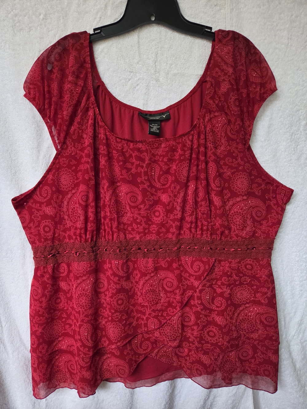 Lane Bryant Venezia Red Paisley Cap-Sleeve Blouse